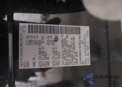 2019 Nissan Pathfinder Sv из США, поврежденный, VIN 5N1DR2MM1KC649190